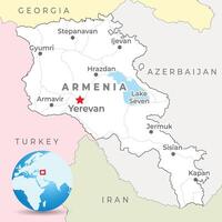 Armenia carta geografica con capitale Yerevan, maggior parte importante città e nazionale frontiere vettore