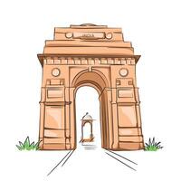 gratuito mano vettore illustrazione di India cancello nel delhi