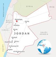 Giordania carta geografica con capitale Amman, maggior parte importante città e nazionale frontiere vettore
