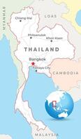 Tailandia carta geografica con capitale bangkok, maggior parte importante città e nazionale frontiere vettore