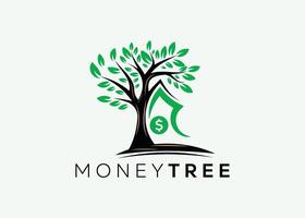 minimalista i soldi albero logo design vettore modello. i soldi crescere investimento per attività commerciale finanza logo. i soldi investimento logo