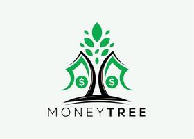 minimalista i soldi albero logo design vettore modello. i soldi crescere investimento per attività commerciale finanza logo. i soldi investimento logo