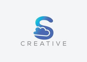 creativo e minimo lettera S nube vettore logo design modello. lettera S nube logo