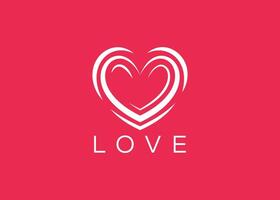 minimalista amore logo design vettore modello. creativo rosso cuore forma logo