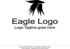 aquila logo, volante uccello emblema. colomba mascotte. americano Calvo aquila silhouette logo. minimo disegno, minimalista logo vettore