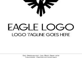 aquila logo, volante uccello emblema. colomba mascotte. americano Calvo aquila silhouette logo. minimo disegno, minimalista logo vettore