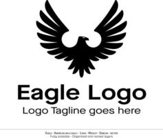 aquila logo, volante uccello emblema. colomba mascotte. americano Calvo aquila silhouette logo. minimo disegno, minimalista logo vettore