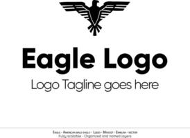 aquila logo, volante uccello emblema. colomba mascotte. americano Calvo aquila silhouette logo. minimo disegno, minimalista logo vettore