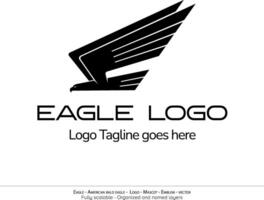 aquila logo, volante uccello emblema. colomba mascotte. americano Calvo aquila silhouette logo. minimo disegno, minimalista logo vettore