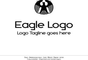 aquila logo, volante uccello emblema. colomba mascotte. americano Calvo aquila silhouette logo. minimo disegno, minimalista logo vettore