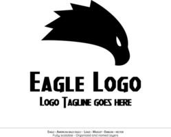 aquila logo, volante uccello emblema. colomba mascotte. americano Calvo aquila silhouette logo. minimo disegno, minimalista logo vettore