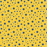 senza soluzione di continuità modello di blu stelle su un' giallo sfondo. bambini luminosa modello. contrastante stella modello per involucro carta. vettore illustrazione