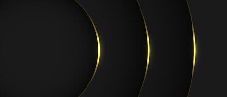 astratto nero metallico d'oro curva sovrapposizione geometrico design moderno lusso sfondo vettore