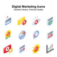 prendere un' Guarda a Questo bellissimo e sorprendente digitale marketing isometrico icone, modificabile vettori