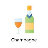 un' bottiglia di Champagne con bicchiere, festa celebrazione vettore design