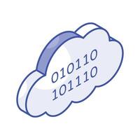 nube binario codifica vettore isometrico icona nel moderno stile