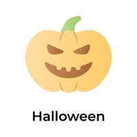 creativamente artigianale unico icona di pauroso zucca nel modificabile stile, Halloween concetto vettore