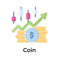 moneta monete con candeliere grafico mostrando concetto icona di i soldi crescita, commercio vettore