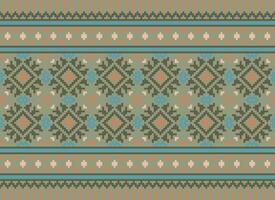 etnico geometrico senza soluzione di continuità tessuto modello attraversare cucire. ikat ricamo orientale pixel modello crema sfondo. astratto, vettore, illustrazione. struttura, croce punto, sciarpa, decorazione, motivi, carta da parati. vettore