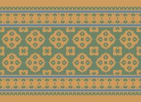 etnico geometrico senza soluzione di continuità tessuto modello attraversare cucire. ikat ricamo orientale pixel modello crema sfondo. astratto, vettore, illustrazione. struttura, croce punto, sciarpa, decorazione, motivi, carta da parati. vettore