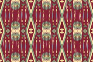 ikat paisley ricamo su il tessuto nel Indonesia, India e asiatico paesi.geometric etnico orientale senza soluzione di continuità modello.azteco stile. illustrazione.disegno per trama, tessuto, abbigliamento, avvolgimento, tappeto. vettore