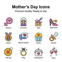 premio qualità madri giorno icone impostare, modificabile vettori imballare