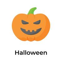 creativamente artigianale unico icona di pauroso zucca nel modificabile stile, Halloween concetto vettore