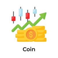 moneta monete con candeliere grafico mostrando concetto icona di i soldi crescita, commercio vettore