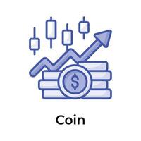 moneta monete con candeliere grafico mostrando concetto icona di i soldi crescita, commercio vettore