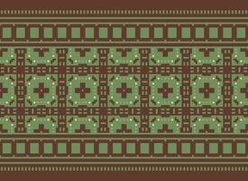 etnico geometrico senza soluzione di continuità tessuto modello attraversare cucire. ikat ricamo orientale pixel modello crema sfondo. astratto, vettore, illustrazione. struttura, croce punto, sciarpa, decorazione, motivi, carta da parati. vettore