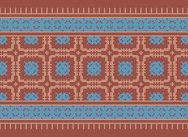 etnico geometrico senza soluzione di continuità tessuto modello attraversare cucire. ikat ricamo orientale pixel modello crema sfondo. astratto, vettore, illustrazione. struttura, croce punto, sciarpa, decorazione, motivi, carta da parati. vettore