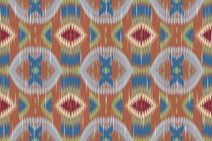 ikat paisley ricamo su il tessuto nel Indonesia, India e asiatico paesi.geometric etnico orientale senza soluzione di continuità modello.azteco stile. illustrazione.disegno per trama, tessuto, abbigliamento, avvolgimento, tappeto. vettore