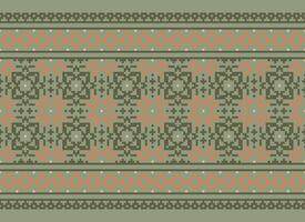 etnico geometrico senza soluzione di continuità tessuto modello attraversare cucire. ikat ricamo orientale pixel modello crema sfondo. astratto, vettore, illustrazione. struttura, croce punto, sciarpa, decorazione, motivi, carta da parati. vettore