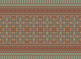 etnico geometrico senza soluzione di continuità tessuto modello attraversare cucire. ikat ricamo orientale pixel modello crema sfondo. astratto, vettore, illustrazione. struttura, croce punto, sciarpa, decorazione, motivi, carta da parati. vettore