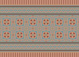 etnico geometrico senza soluzione di continuità tessuto modello attraversare cucire. ikat ricamo orientale pixel modello crema sfondo. astratto, vettore, illustrazione. struttura, croce punto, sciarpa, decorazione, motivi, carta da parati. vettore