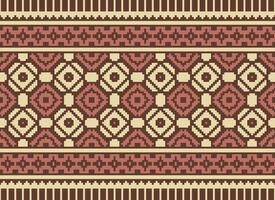 etnico geometrico senza soluzione di continuità tessuto modello attraversare cucire. ikat ricamo orientale pixel modello crema sfondo. astratto, vettore, illustrazione. struttura, croce punto, sciarpa, decorazione, motivi, carta da parati. vettore