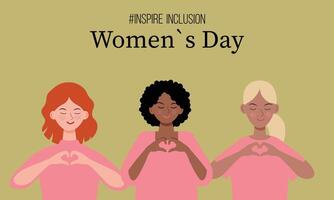 internazionale donne S giorno. ispirare inclusione campagne. vettore