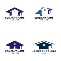 impostato di homeschooling icona logo design modello vettore