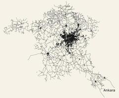 città strada carta geografica di ankara, tacchino vettore