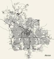 città strada carta geografica di Akron, Ohio, Stati Uniti d'America vettore