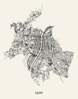 vettore città strada carta geografica di Lione, Francia