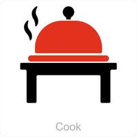 cucinare e piatto icona concetto vettore