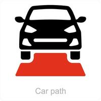 auto sentiero e auto icona concetto vettore