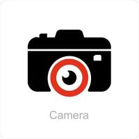 telecamera e foto icona concetto vettore