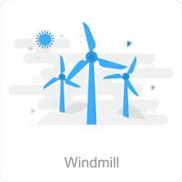 mulino a vento e ecosistema icona concetto vettore