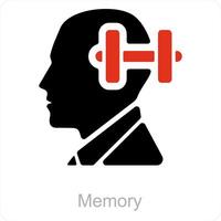memoria e cervello icona concetto vettore