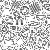 auto scorta parti modello. senza soluzione di continuità Stampa di meccanico auto parti, lineare struttura di olio filtro, tempismo cintura, termosifone e scintilla tappo. vettore struttura