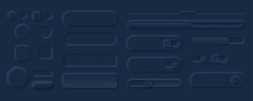 neumorphism stile ui nero elementi cursori collezione vettore