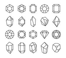 linea naturale cristallo. geode schema schizzo, minerale quarzo linea arte per logo gioielleria disegno, Magia stregoneria simboli. vettore nero impostato