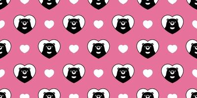 orso senza soluzione di continuità modello cuore San Valentino vettore polare orso orsacchiotto cartone animato ripetere sfondo sciarpa isolato piastrella sfondo illustrazione scarabocchio rosa bianca design